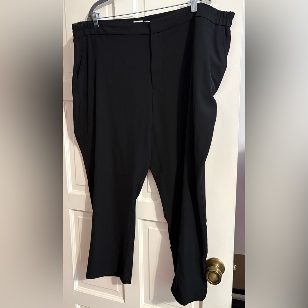a new day Womenโs Plus Black Trousers Smooth Fabric Full-Length Dress Pant 2X